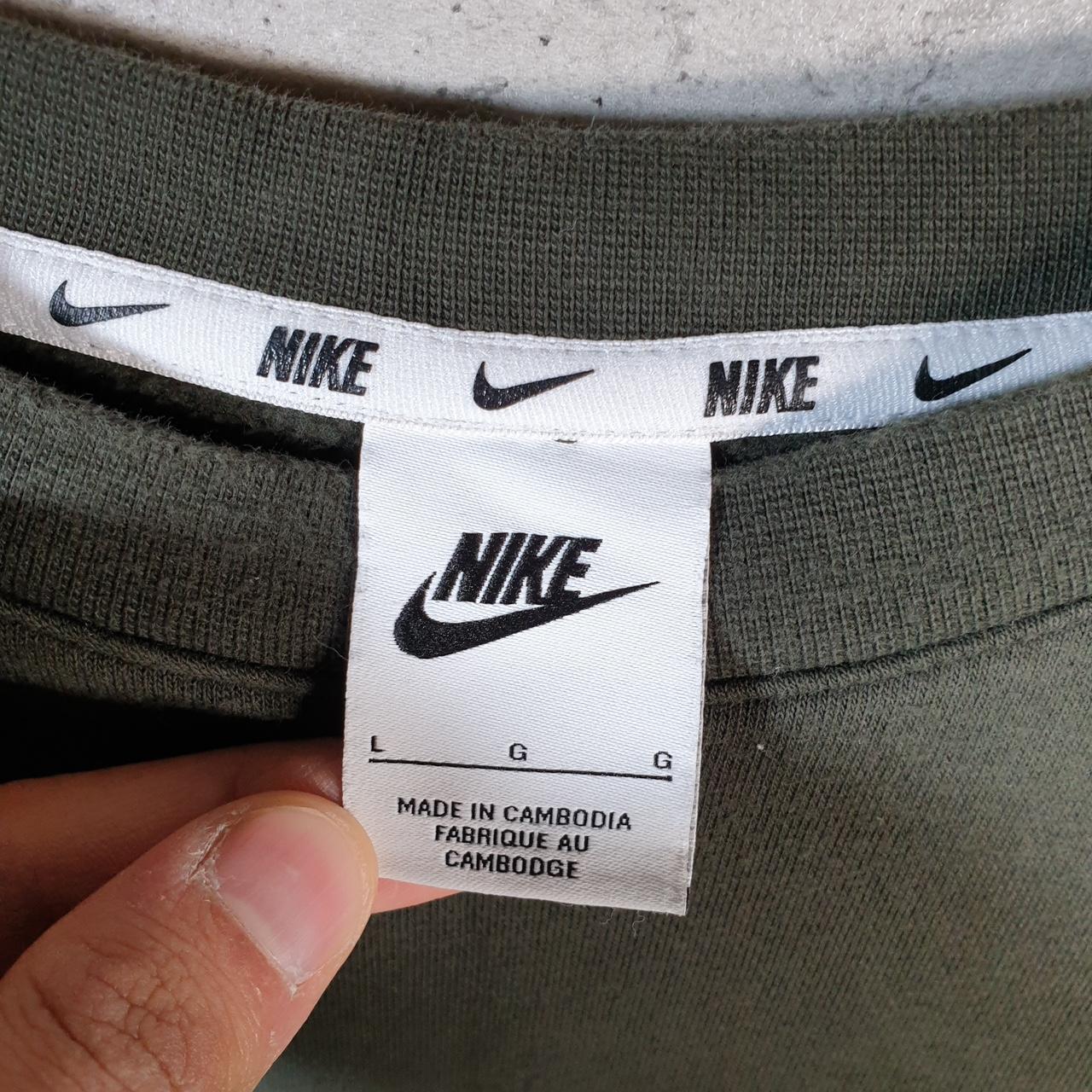 Vintage Nike Centre Swoosh Sweatshirt Mens Large Khaki Green Y2K Pullover Logo