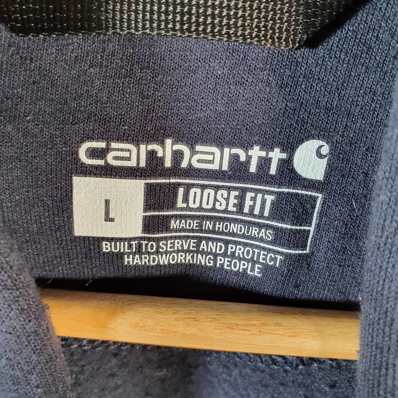 Vintage Carhartt Hoodie Men’s Large Navy Blue Pullover Blank USA Loose Fit