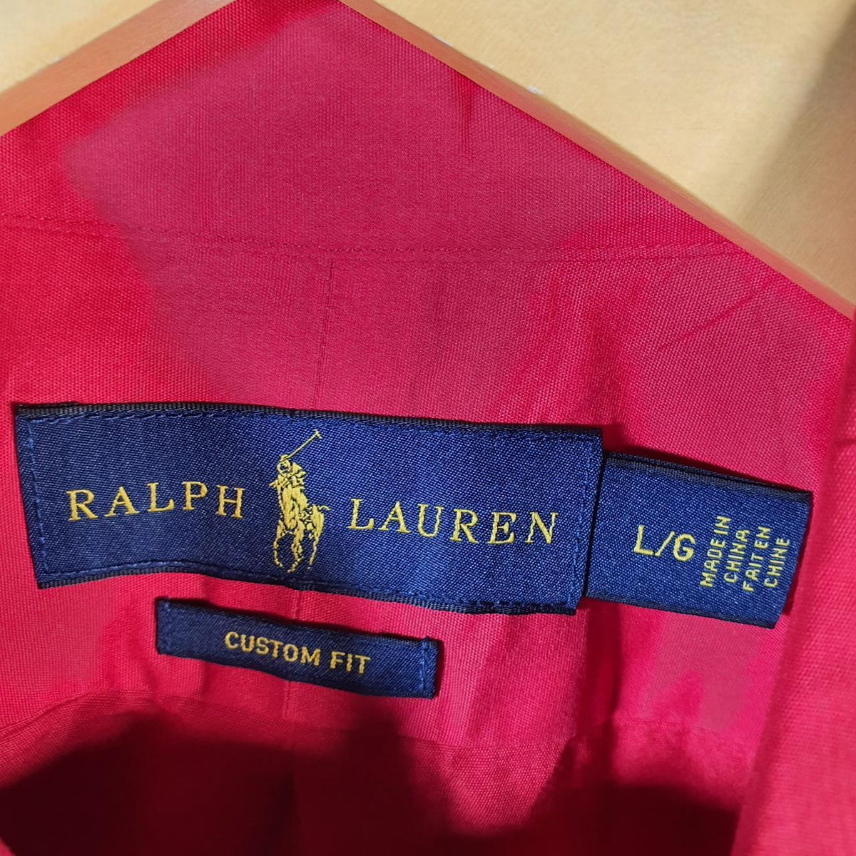 Vintage Ralph Lauren Button Down Shirt Men’s Large Red Custom Fit Cotton Pony
