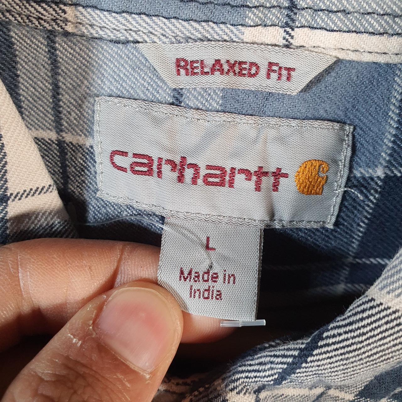 Vintage Carhartt Shirt Button Down Mens Large Blue Long Sleeve Utility Relaxed Fit