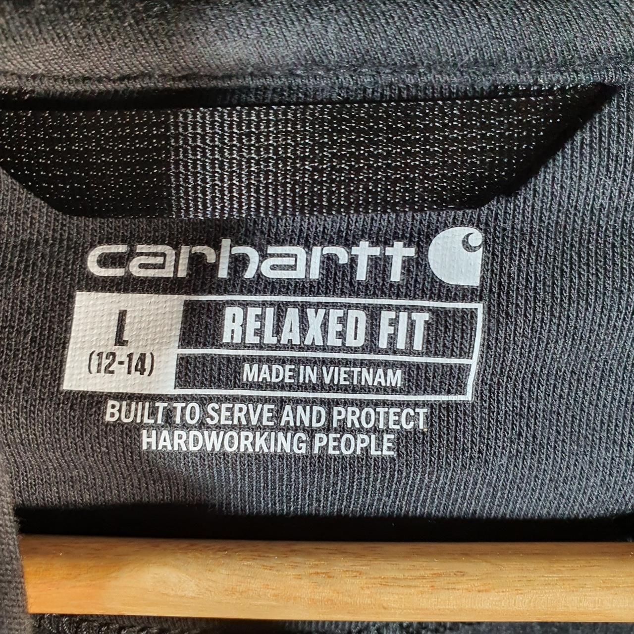 Vintage Carhartt Hoodie Womens Large Black Pullover Blank USA Relaxed Fit