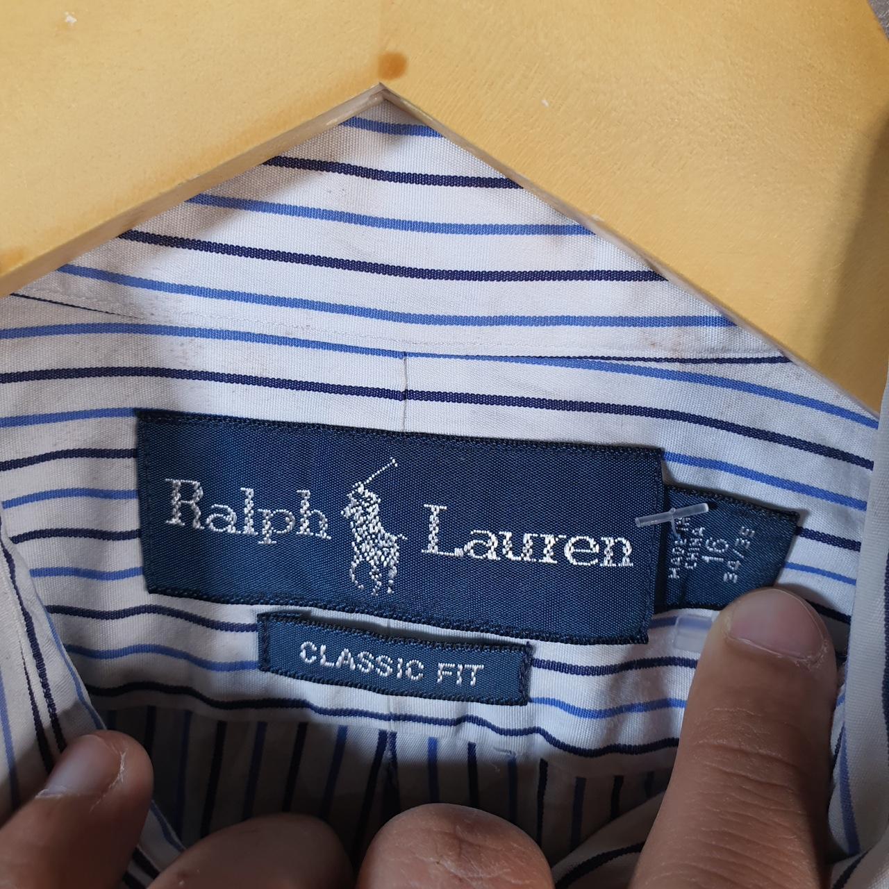 Vintage Ralph Lauren Button Down Shirt Men’s Large White Striped Classic Fit Cotton Pony