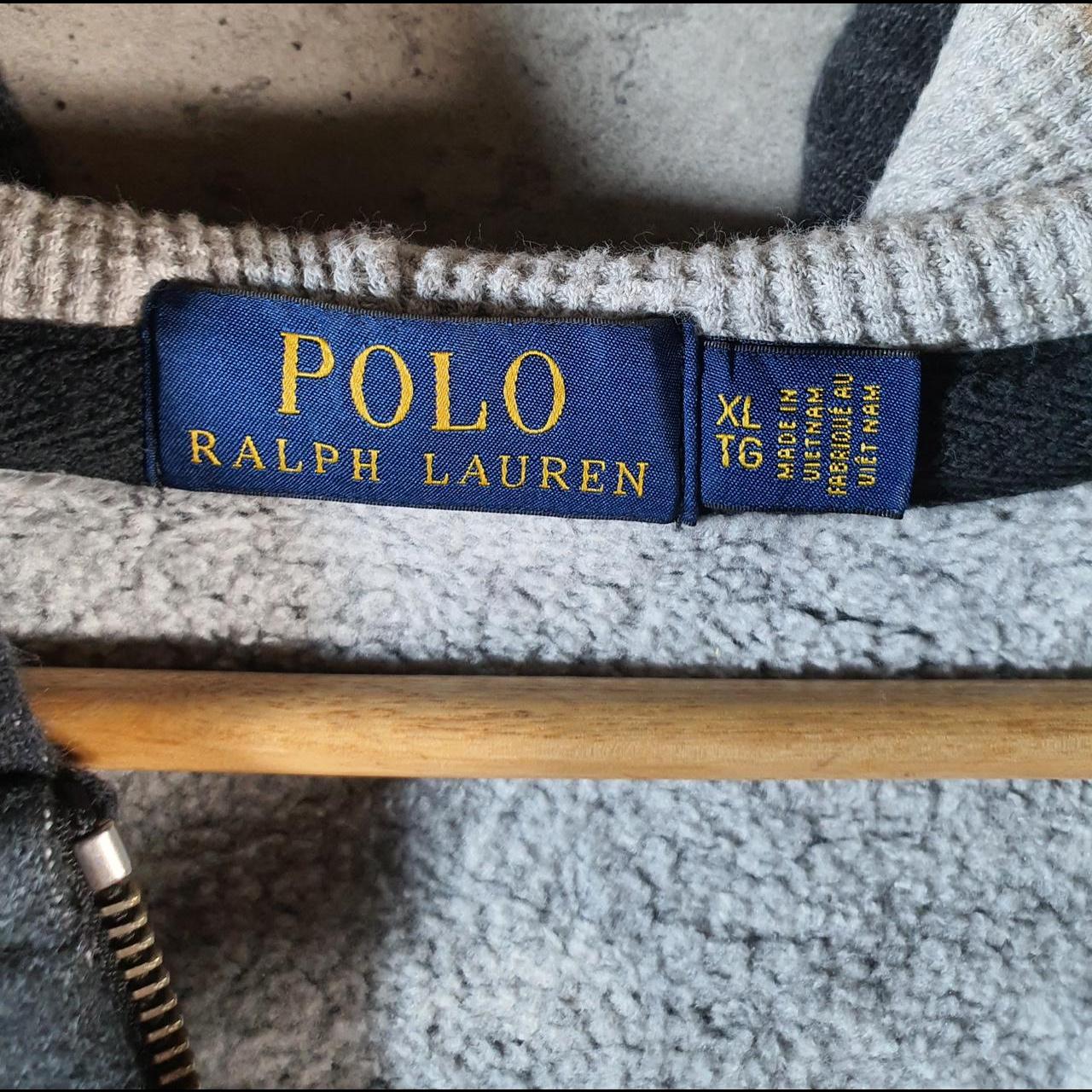 Vintage Ralph Lauren Polo Heavyweight Hoodie Men’s XL Grey Cotton Full Zip Pony