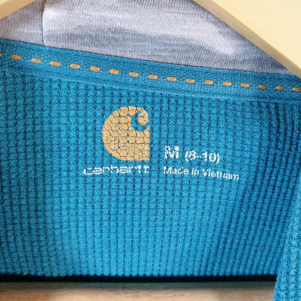 Vintage Carhartt Hoodie Womens Medium Blue Full Zip Sweatshirt USA Relaxed Fit