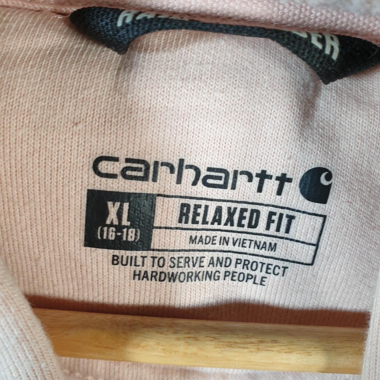 Vintage Carhartt Hoodie Womens XL Pink Pullover Blank Sweatshirt USA Relaxed Fit