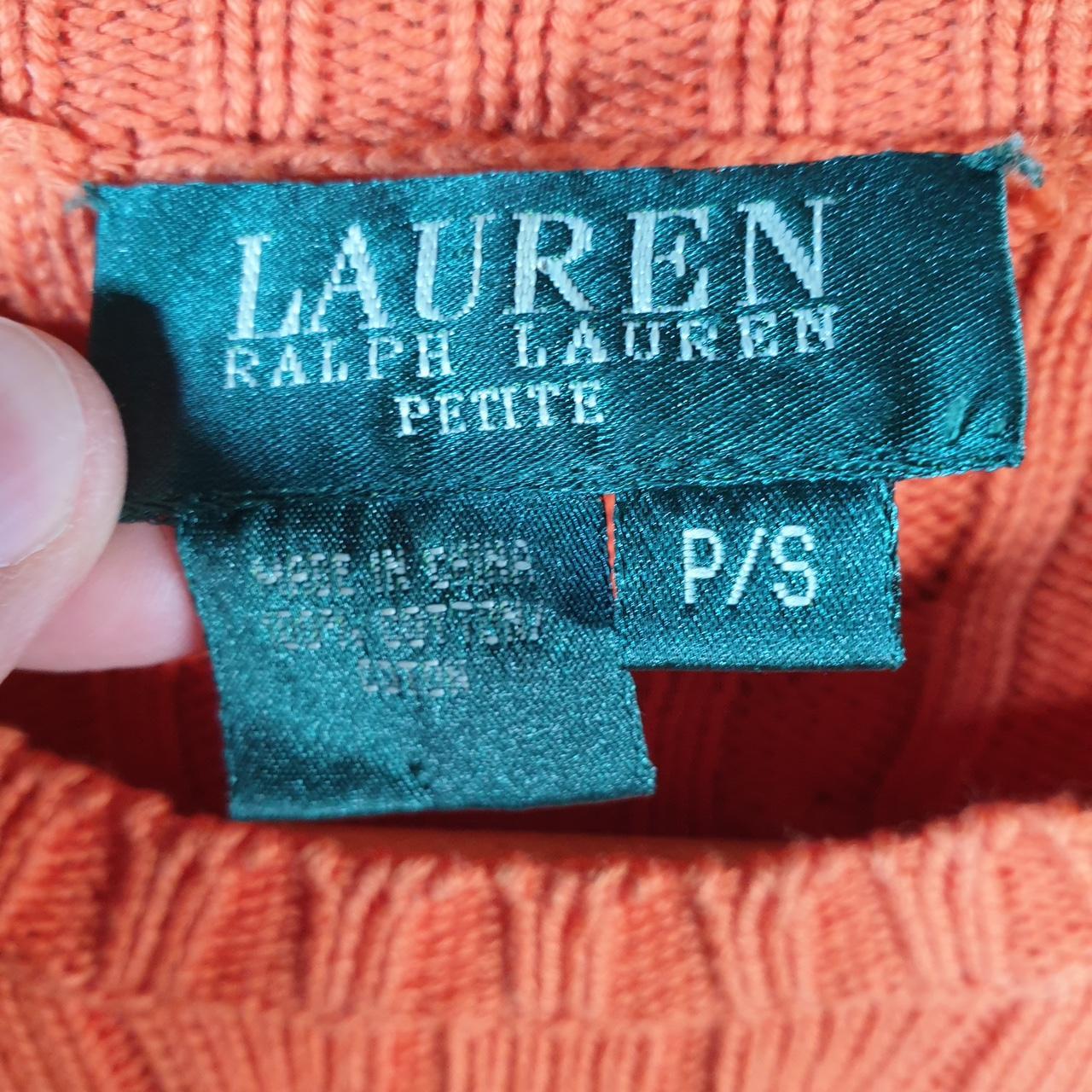Vintage Ralph Lauren Polo Cable Knit Sweater Womens Small Orange Cotton Pullover