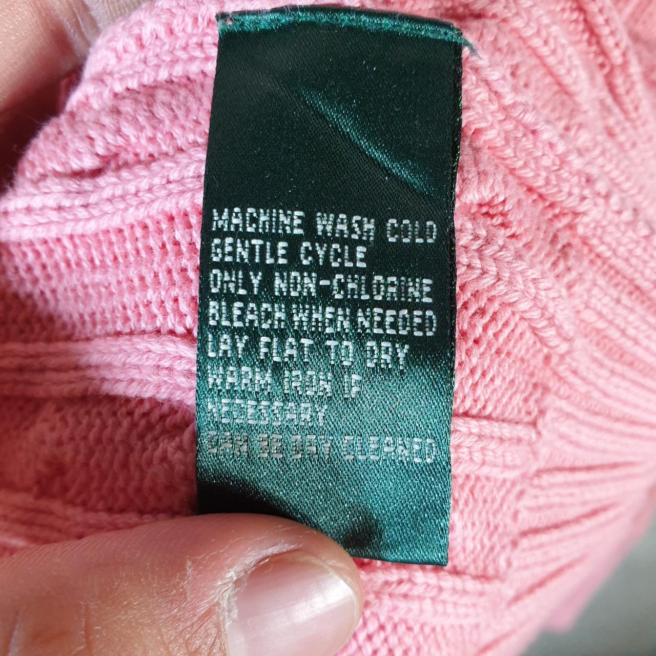 Vintage Ralph Lauren Polo Cable Knit Sweater Womens Large Pink Cotton Pullover
