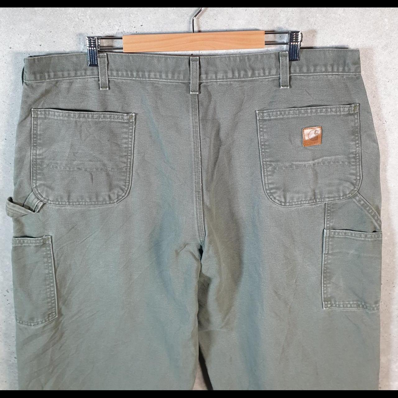 Vintage Carhartt Carpenter Trousers Mens W44 L26 Khaki Green Loose Original Fit Workwear