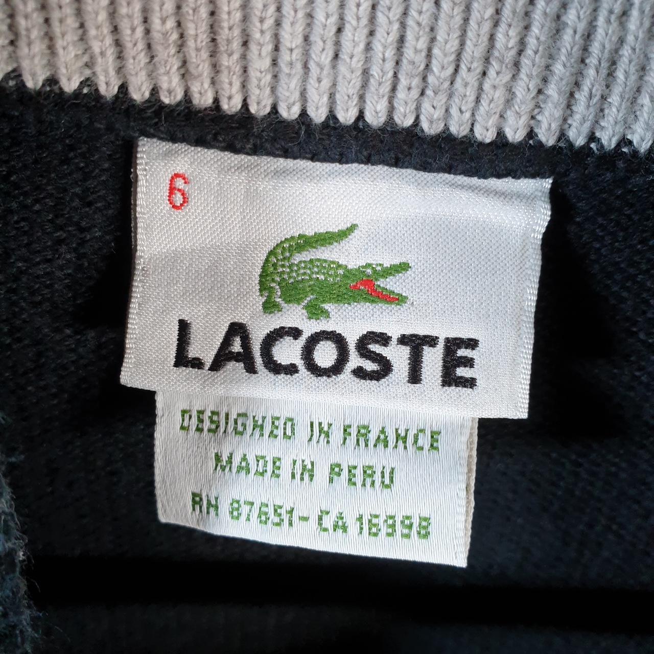Vintage Lacoste Sweatshirt Men’s Large Black 1/4 Zip Pullover Logo Y2K Jumper