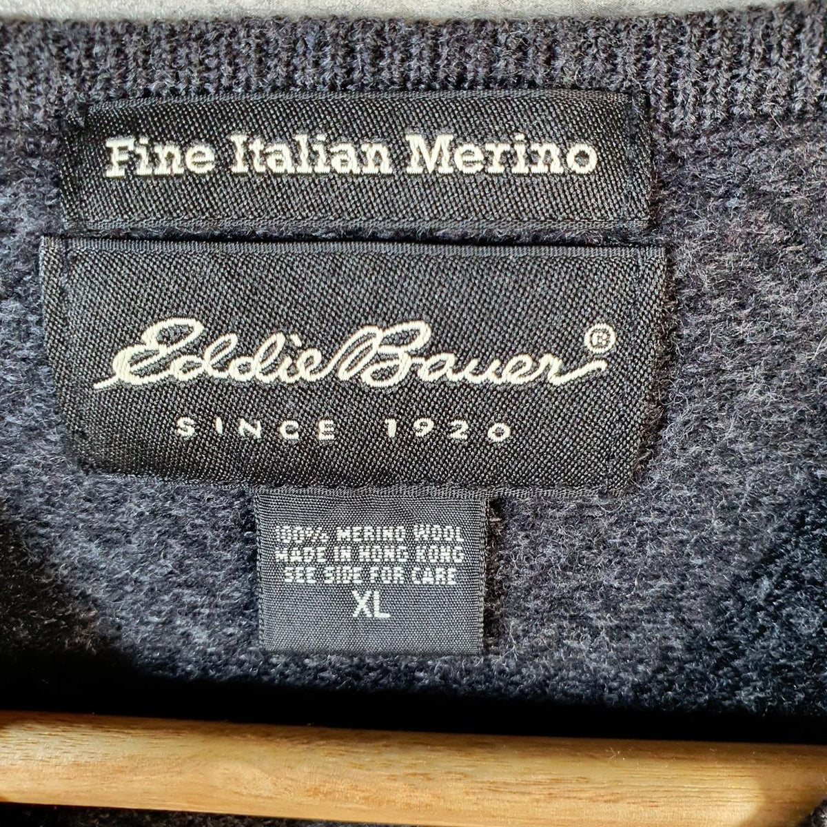 Vintage Eddie Bauer Knit Vest Womens XL Black Y2K Pullover Fine Italian Merino