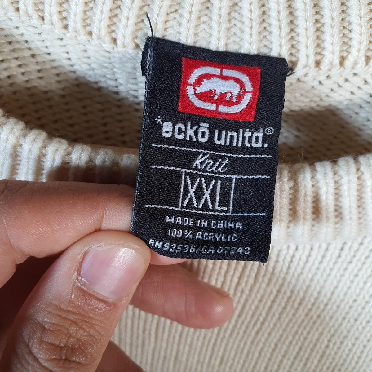 Vintage Ecko Unltd. Y2K Spellout Knit Sweater Jumper Mens 2XL Brown Pullover Hip Hop