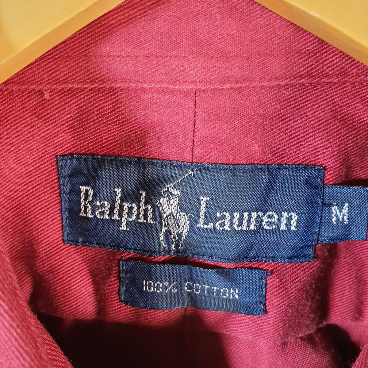 Vintage Ralph Lauren Button Down Shirt Men’s Medium Burgundy Classic Fit Pony Cotton