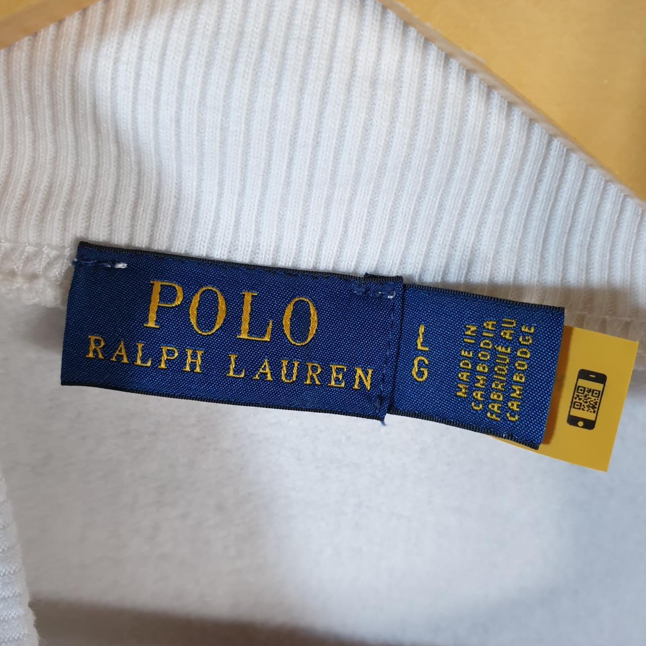 Vintage Ralph Lauren Cropped Polo Sweatshirt Womens Large White 1/4 Zip Pony