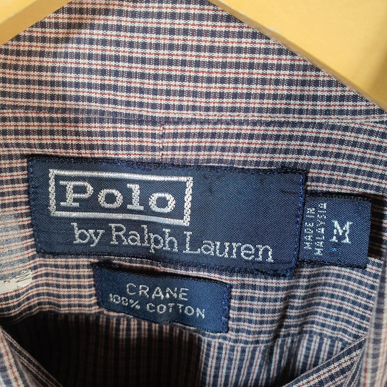 Vintage Ralph Lauren Button Down Shirt Men’s Medium Grey Crane Checkered Cotton Pony