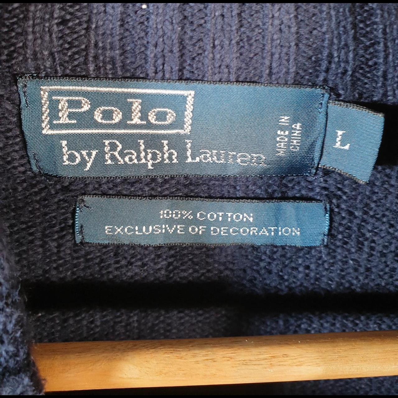 Vintage Ralph Lauren Polo 1/4 Button Sweatshirt Men’s Large Navy Blue Cotton Pullover Pony