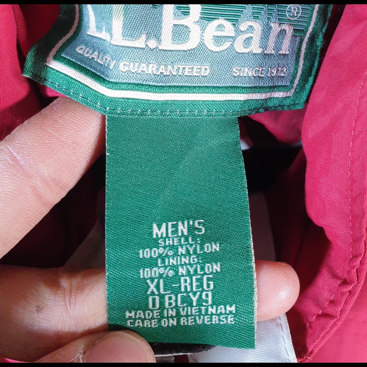 Vintage L.L. Bean Outdoors Nylon Jacket Mens XL Red Waterproof Shell Coat