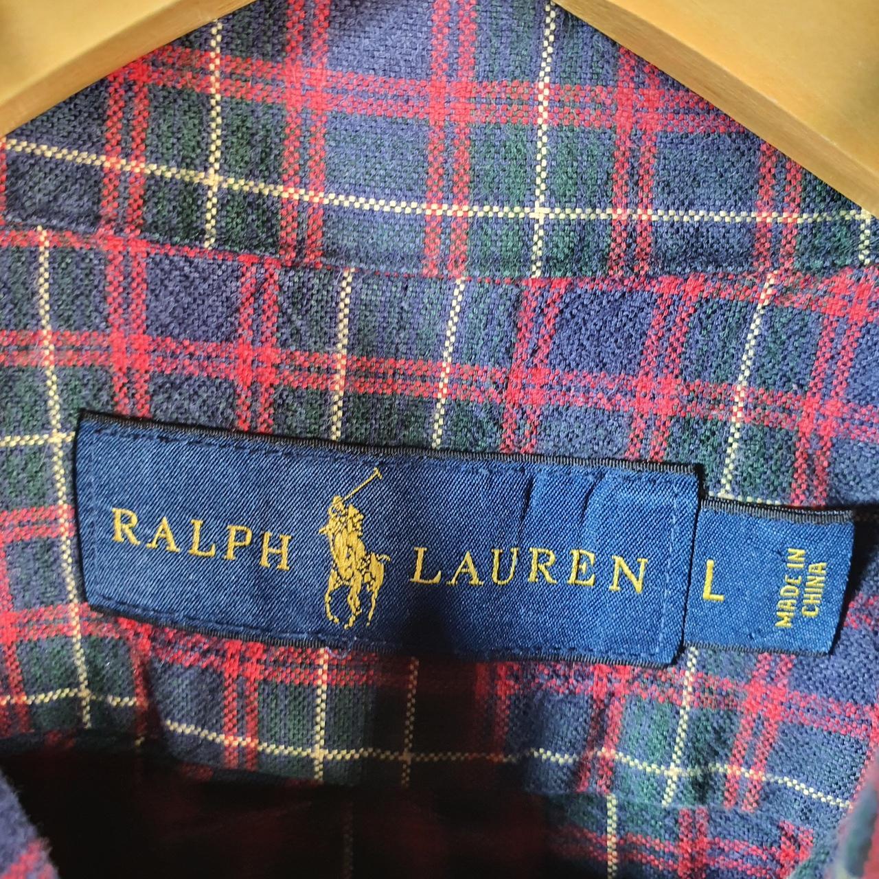 Vintage Ralph Lauren Button Down Shirt Men’s Large Burgundy Checkered Classic Pony Casual C8460