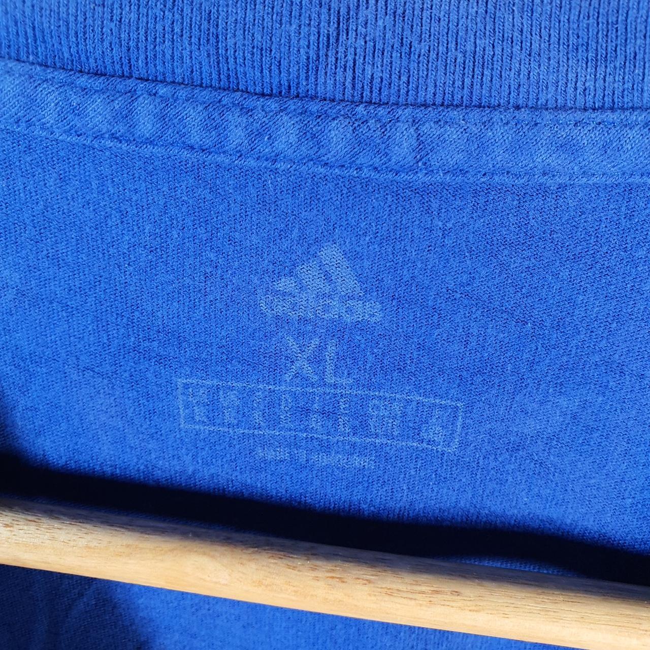 Vintage Adidas Spellout T Shirt Men’s XL Blue Three Stripes Logo Athletic