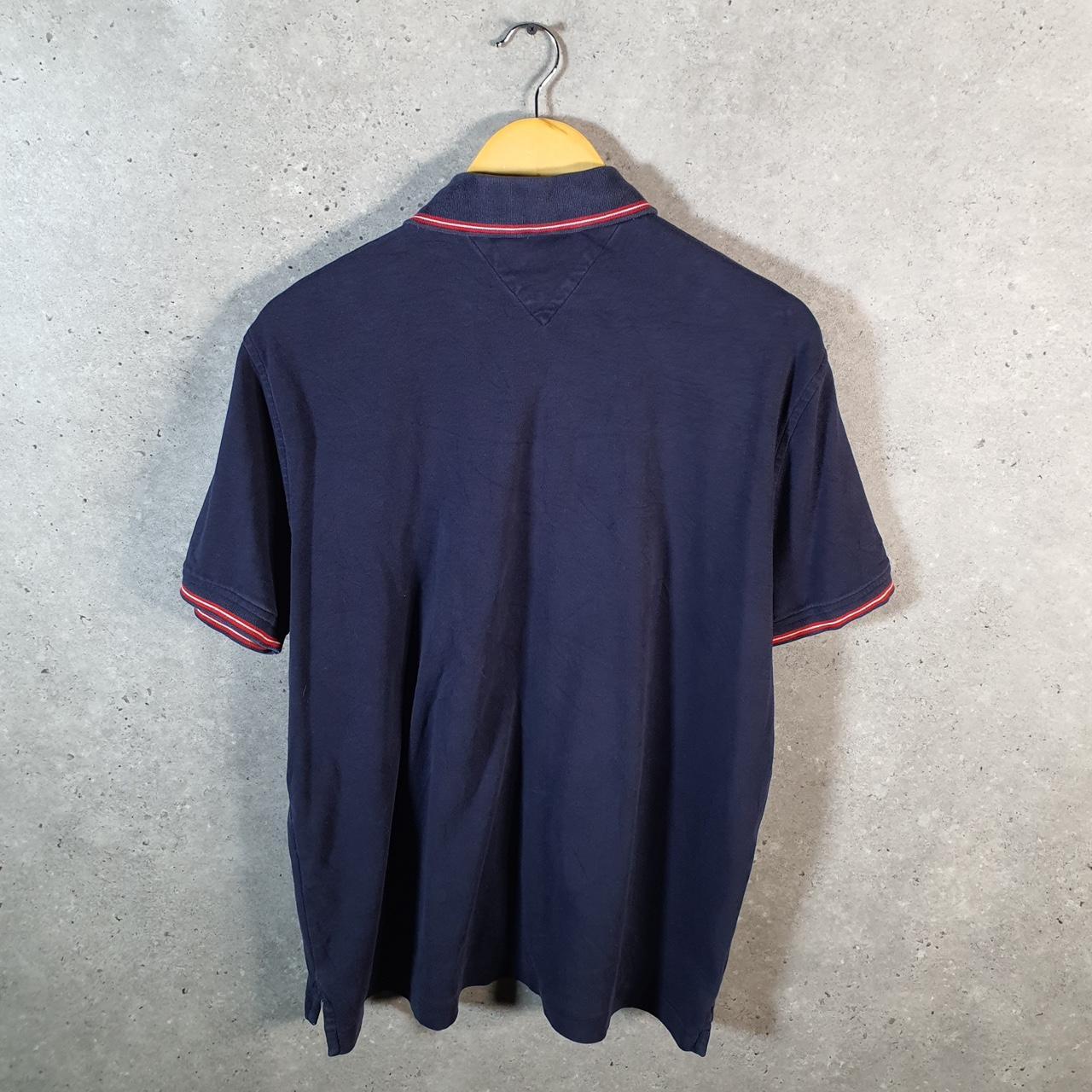 Vintage Tommy Hilfiger Polo Shirt Men’s Large Navy Blue Custom Fit Embroidered Logo