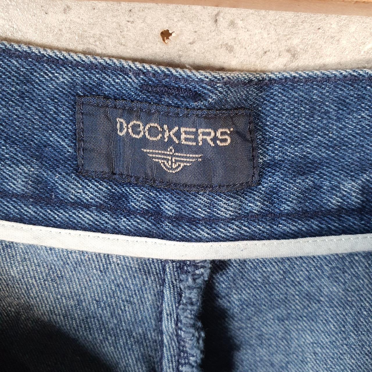 Vintage Dockers Baggy Shorts Jorts Cargo Mens W38 Blue Denim Relaxed Fit Cargo