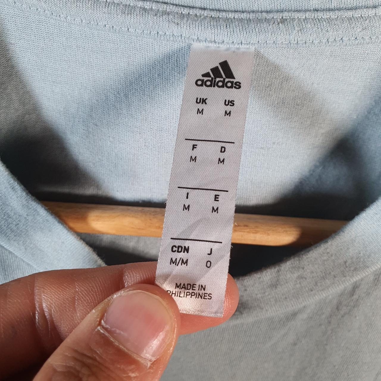 Vintage Adidas Spellout T Shirt Men’s Medium Blue Three Stripes Logo Athletic