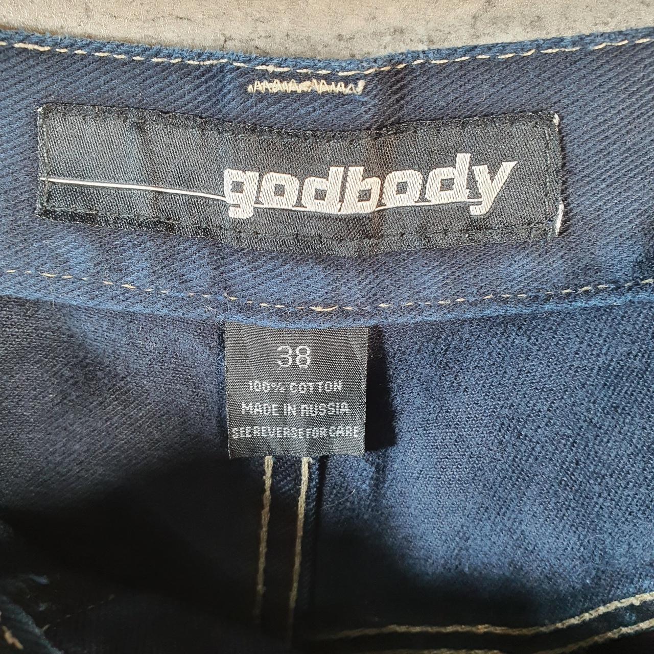 Vintage GodBody Baggy Y2K Hip Hop Jorts Shorts Mens W38 Blue Denim USA A4669