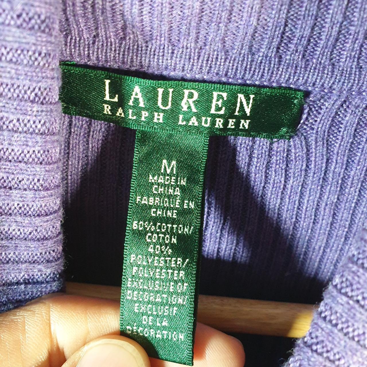 Vintage Ralph Lauren Polo Knit Sweater Womens Medium Purple Cotton Pullover
