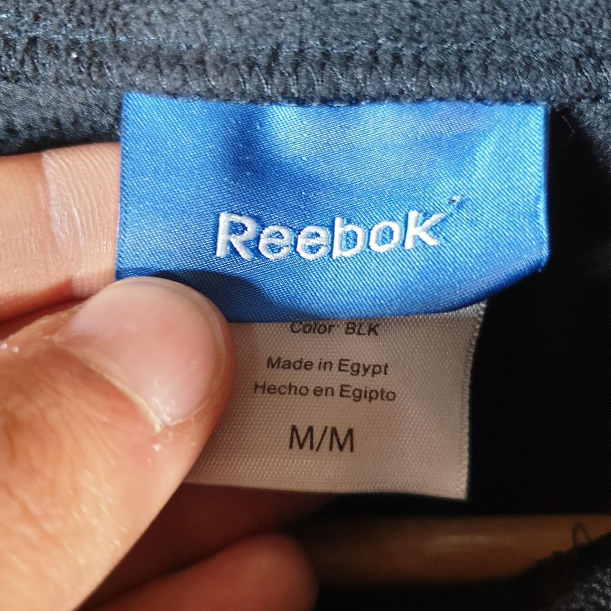 Vintage Reebok Full Zip Fleece Sweatshirt Mens Medium Black Logo Winter