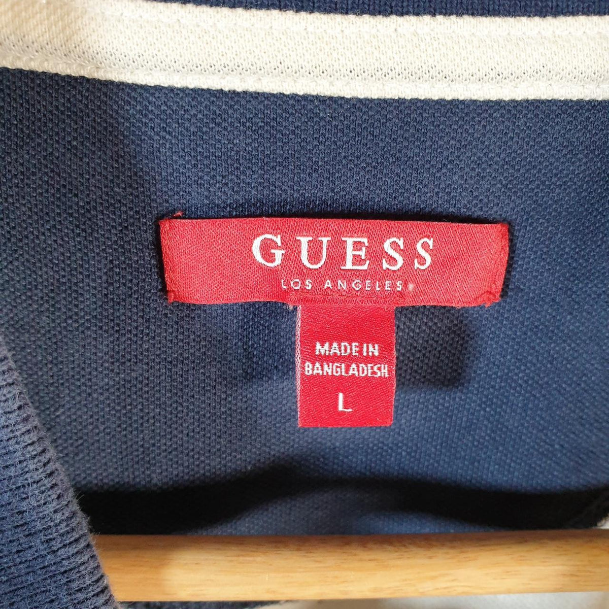 Vintage Guess Denim Los Angeles Polo Shirt Men’s Large White Graphic Spellout Logo