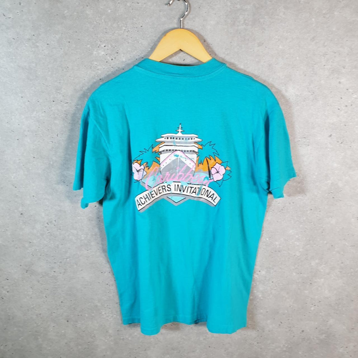 Vintage Caribbean Achievers Invitational Ship USA 90s Single Stitch T Shirt Men’s Small Blue C8758