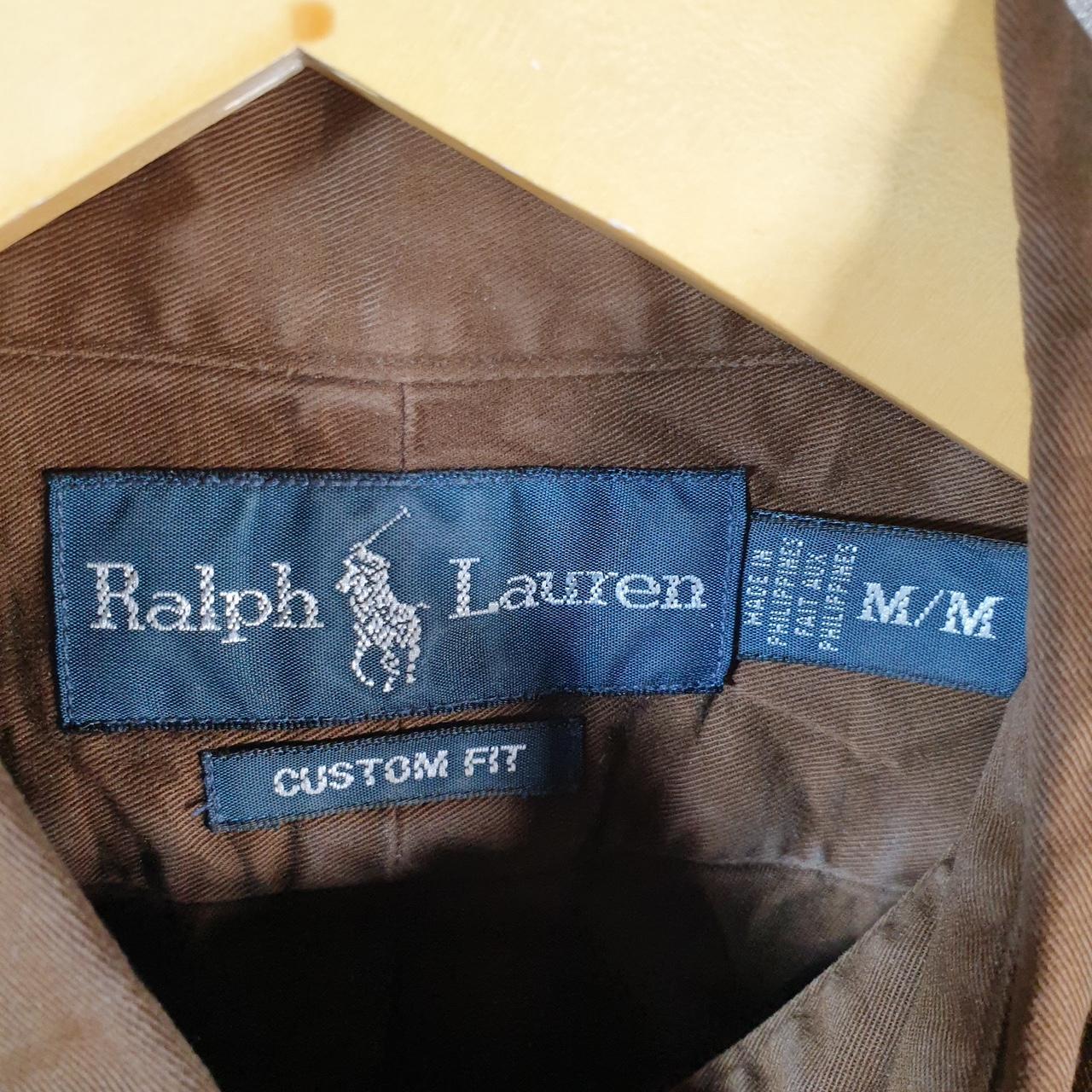 Vintage Ralph Lauren Button Down Shirt Men’s Medium Brown Custom Fit Pony Cotton