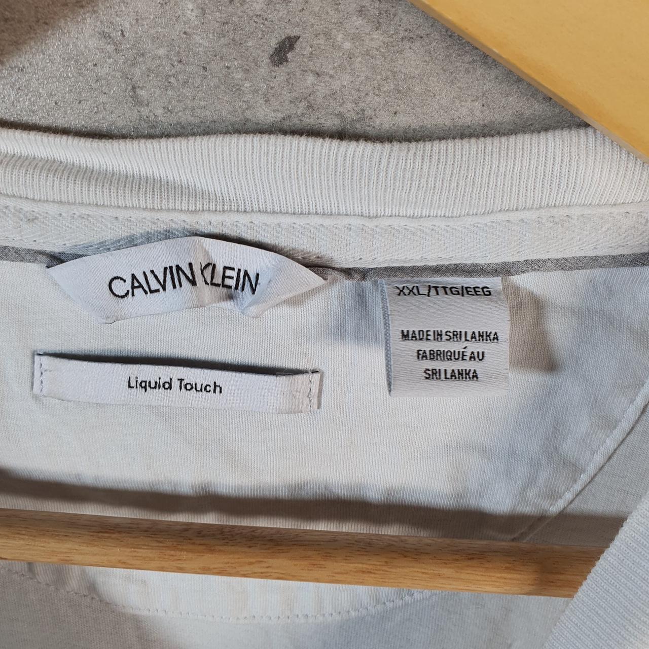 Vintage Calvin Klein Liquid Touch T Shirt Men’s 2XL White Regular Fit Spellout Logo