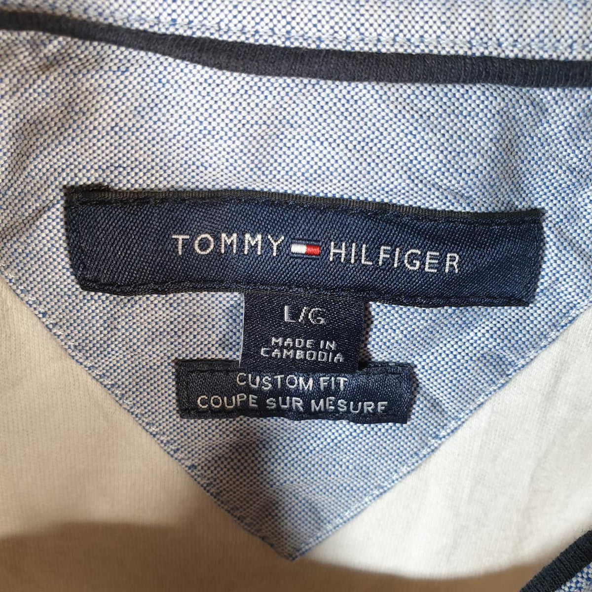 Vintage Tommy Hilfiger Polo Shirt Men’s Large White Custom Fit Embroidered Logo