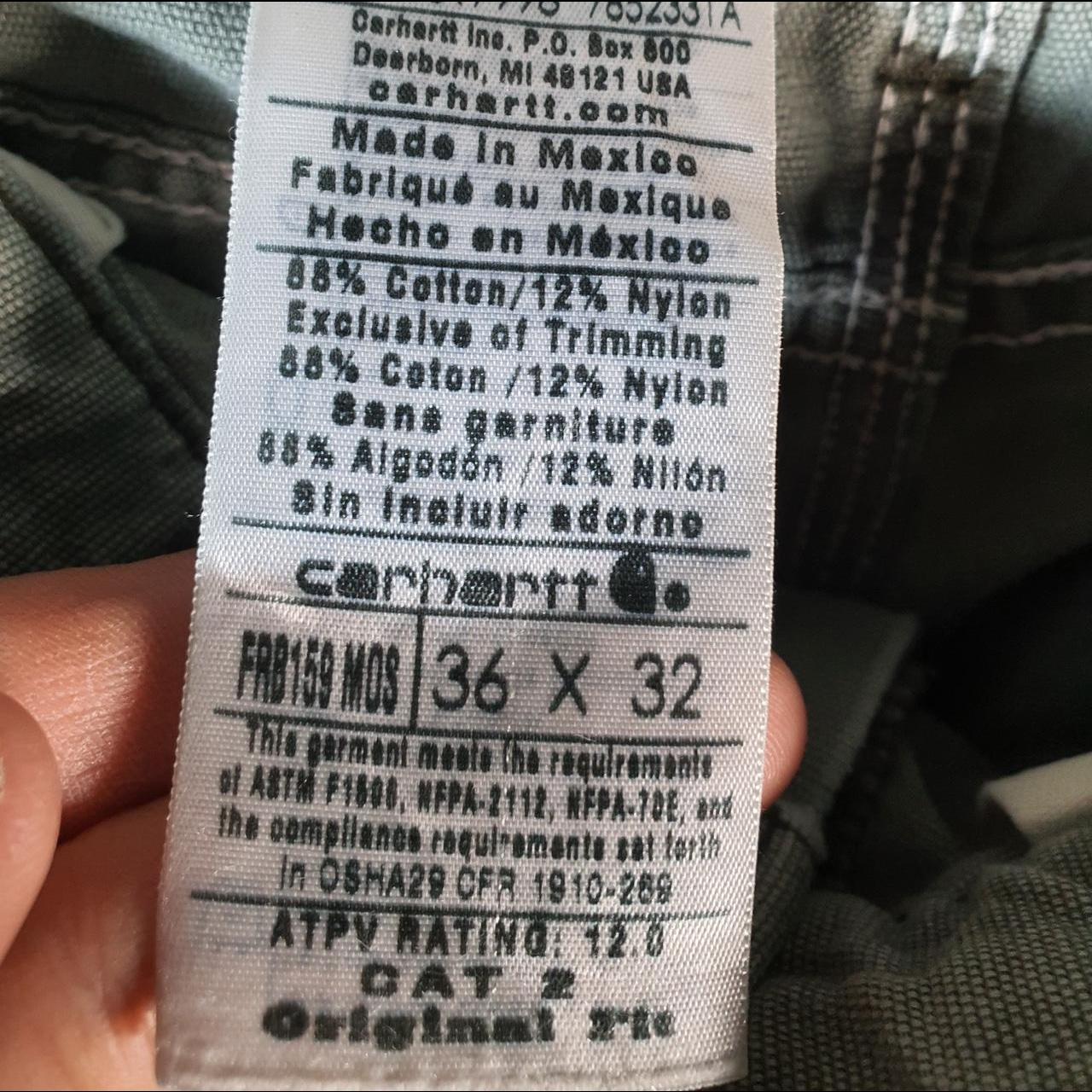 Vintage Carhartt Carpenter FR Trousers Mens W36 L32 Khaki Green Relaxed Fit Workwear USA