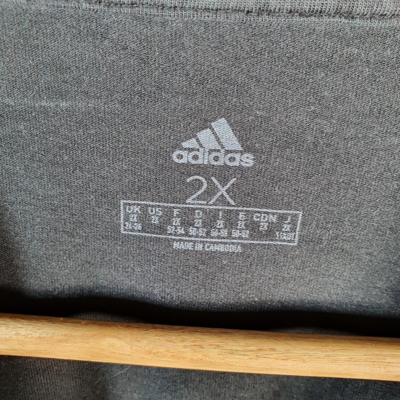 Vintage Adidas Spellout T Shirt Womens 2XL Black Three Stripes Logo Athletic