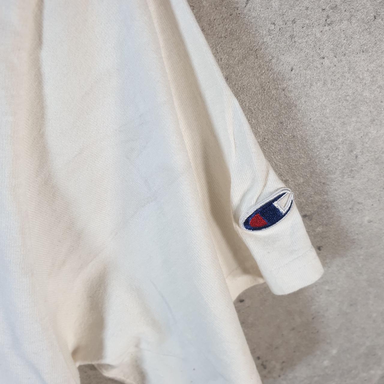 Vintage Champion Spellout T Shirt Men’s Small Slim White USA Athletic