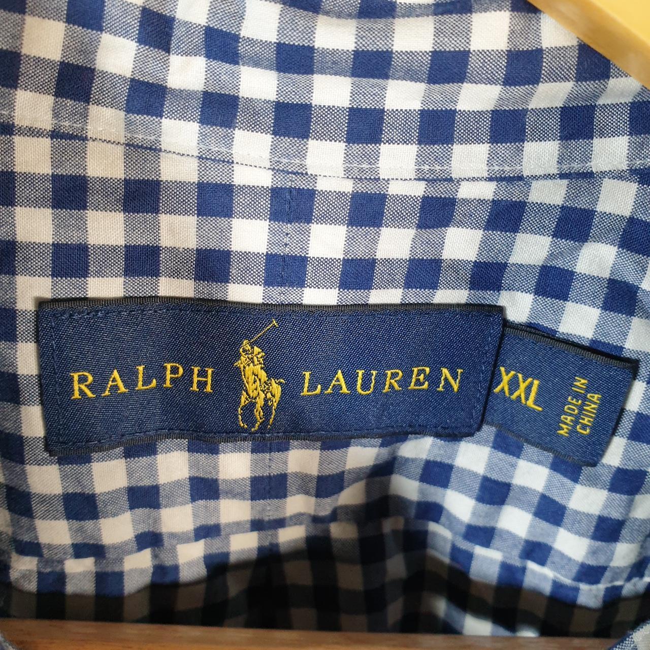Vintage Ralph Lauren Button Down Shirt Men’s 2XL Blue Custom Fit Cotton Pony