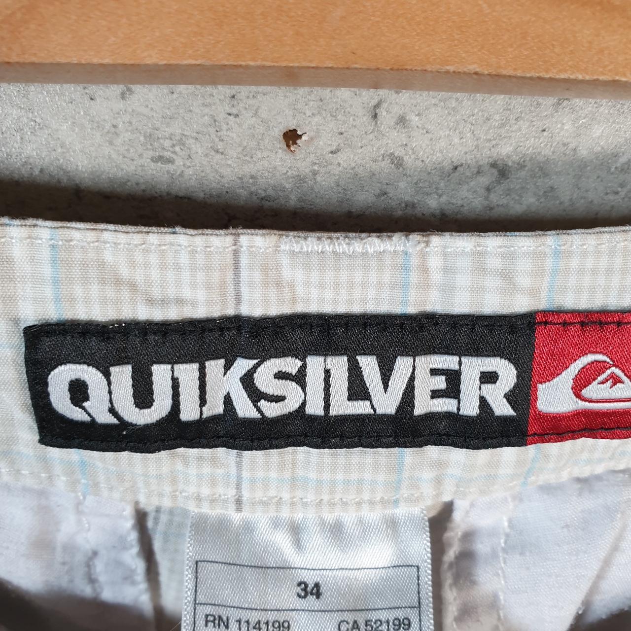 Vintage Quiksilver Chino Shorts Jorts Cargo Men’s W34 Checkered White Baggy Cotton
