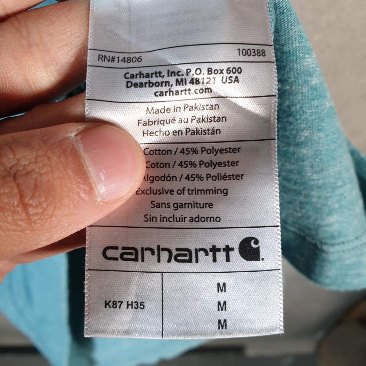 Vintage Carhartt Pocket T Shirt Men’s Medium Blue Workwear Chore Utility Loose Fit C9333