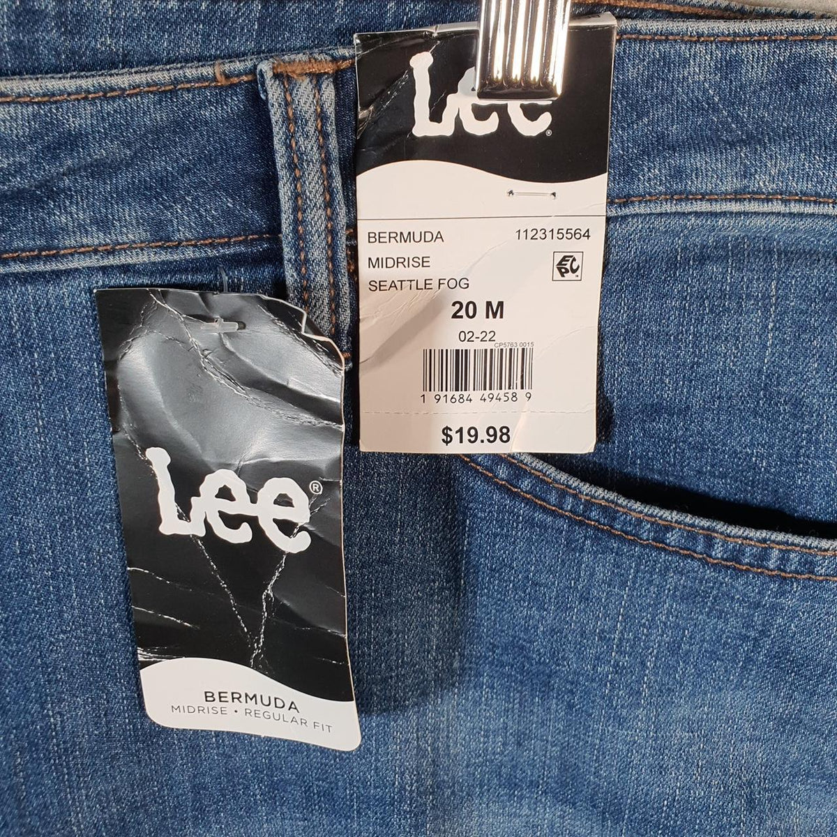 Vintage Lee Mid Rise Baggy Shorts Jorts Cargo Womens W40 Blue Relaxed Denim A4564