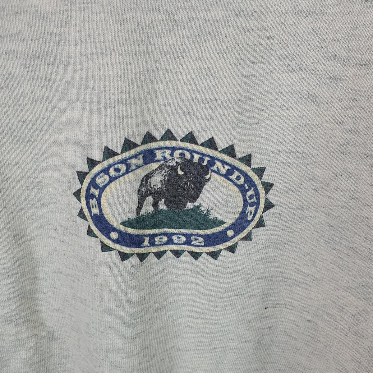 Vintage SDI Bison Round Up 1992 Antelope Island Single Stitch T Shirt Men’s Medium Beige