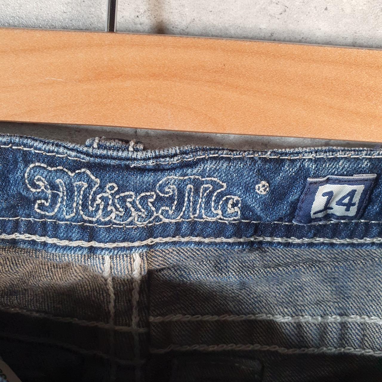 Vintage Miss Me Baggy Y2K Hip Hop Jeans Shorts Jorts Womens W24 Blue Denim Low Rise