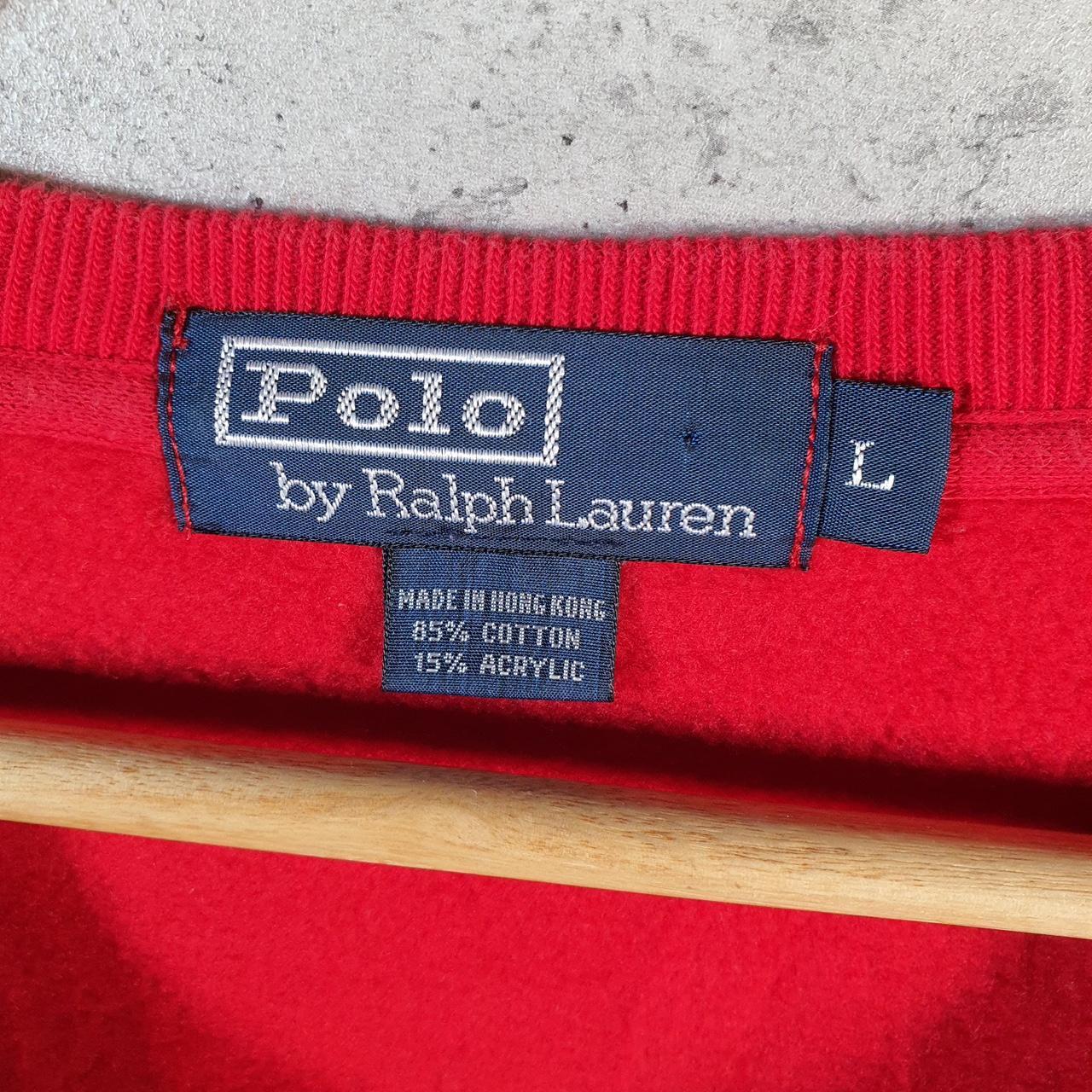 Vintage Ralph Lauren Polo Dog Puppy Sweatshirt Men’s Large Red Boxy Baggy Cotton Pullover Pony