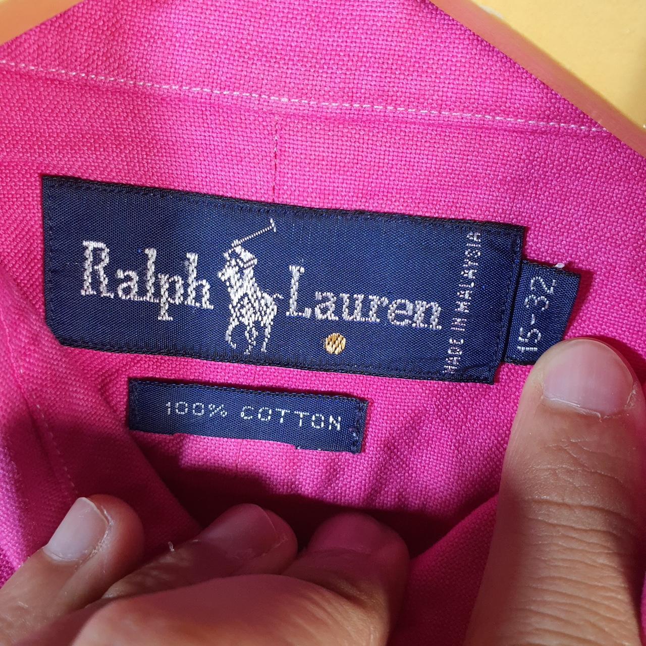 Vintage Ralph Lauren Button Down Shirt Men’s Large Pink Custom Fit Cotton Pony