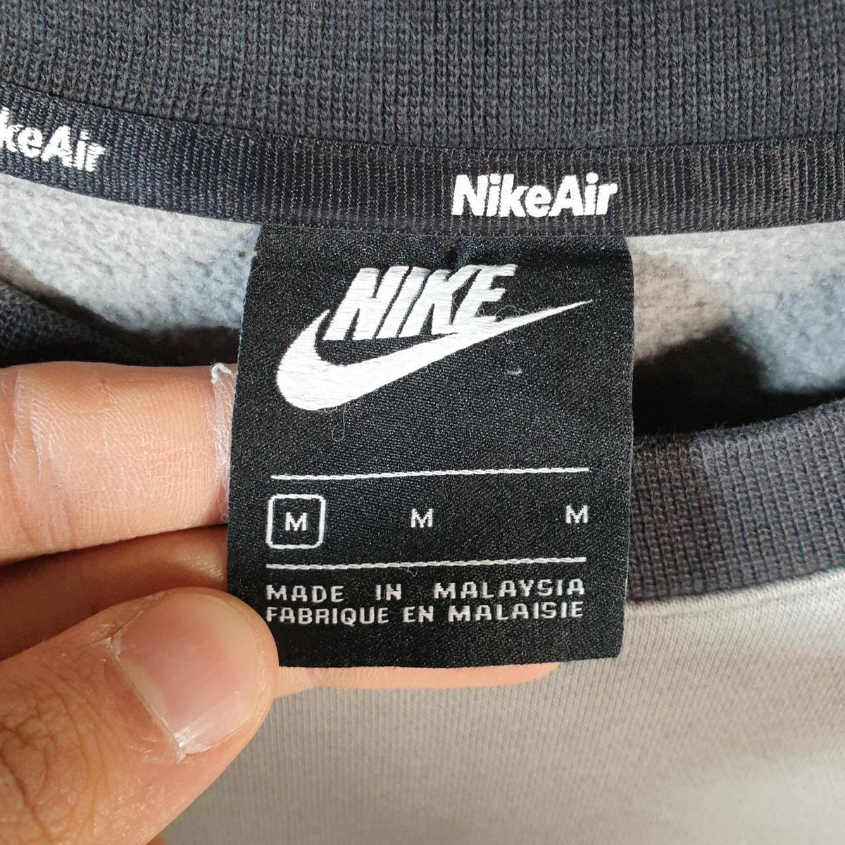 Vintage Nike Air Spellout Sweatshirt Mens Medium Grey Y2K Pullover Logo