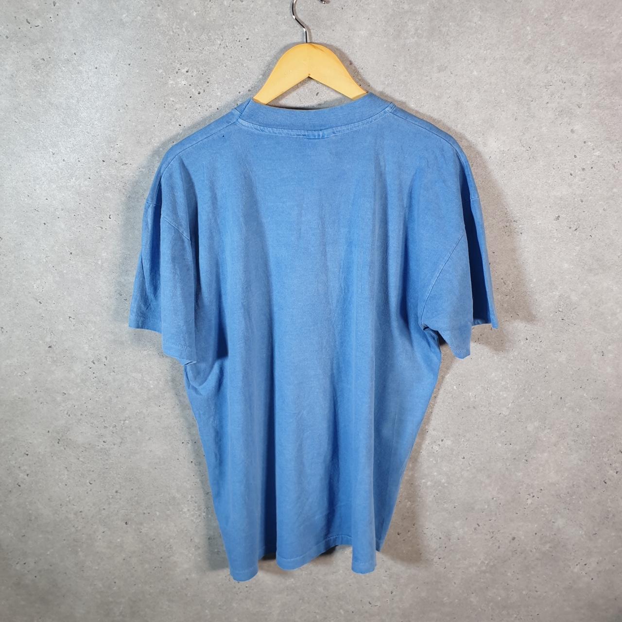 Vintage Anvil Luckenback Texas Embroidered USA 90s Single Stitch T Shirt Men’s Large Blue C9448