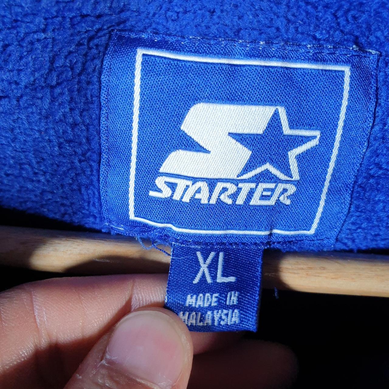 Vintage Starter 1/4 Zip Pullover Fleece Sweatshirt Mens XL Pro Sport Blue Logo Winter