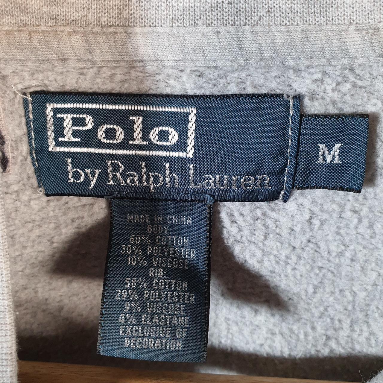 Vintage Ralph Lauren Polo Sweatshirt Men’s Medium Grey Cotton Full Zip Pony
