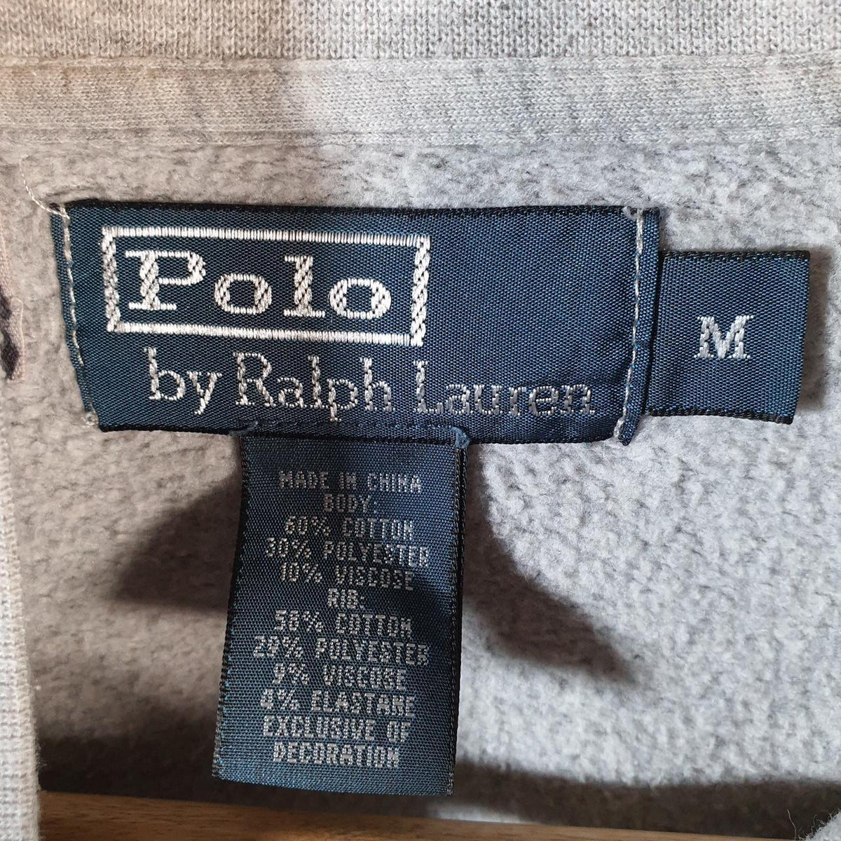 Vintage Ralph Lauren Polo Sweatshirt Men’s Medium Grey Cotton Full Zip Pony