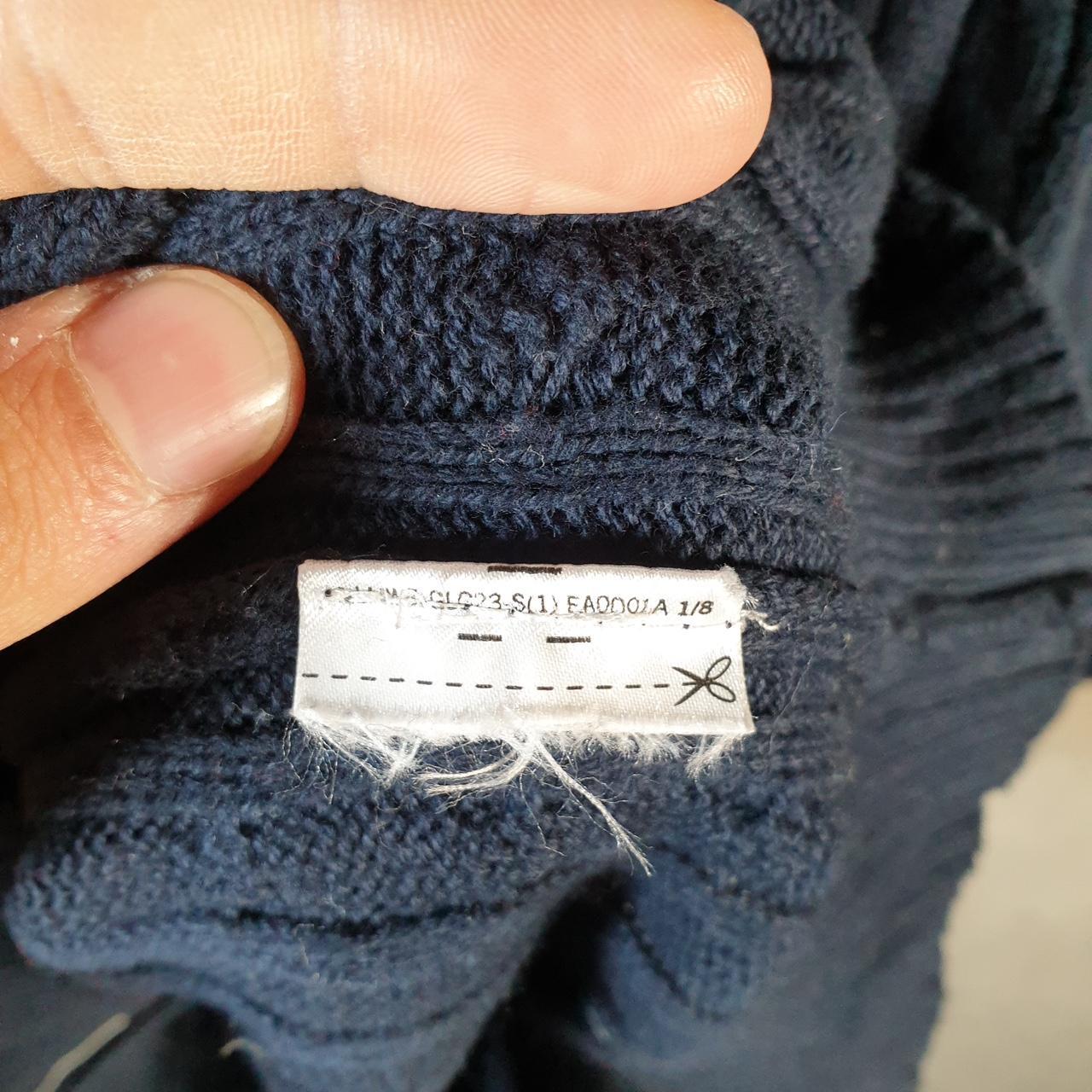 Vintage Ralph Lauren Cable Knit Sweater Womens Medium Navy Blue 1/4 Button Pullover